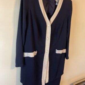 Navy and Cream Button-Up Dress